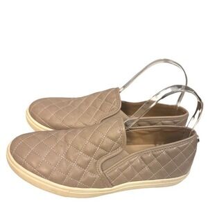 Steve Madden Quilted Slip On Sneakers Taupe Women's Casual Comfort Shoes Sz 9